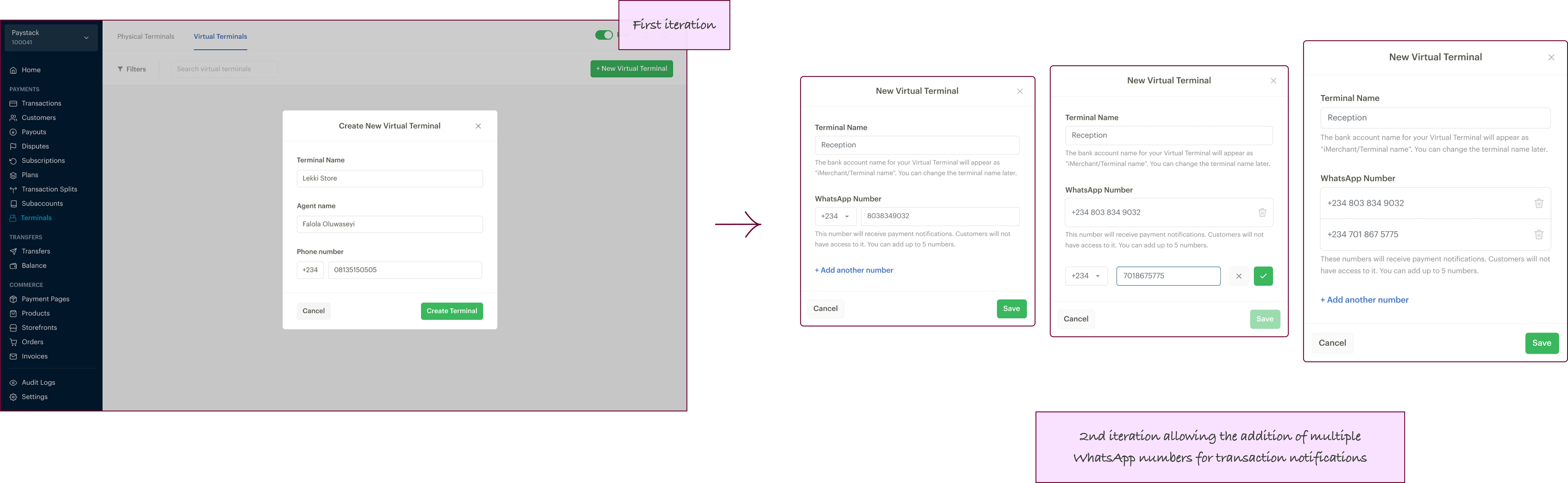 final version of the flow to create a new virtual terminal